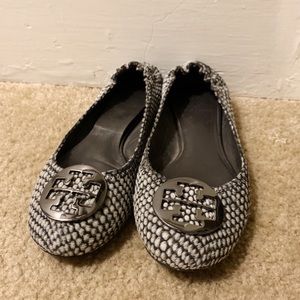 Tory Burch Snakeskin Reva Ballerina Flat - 9.5